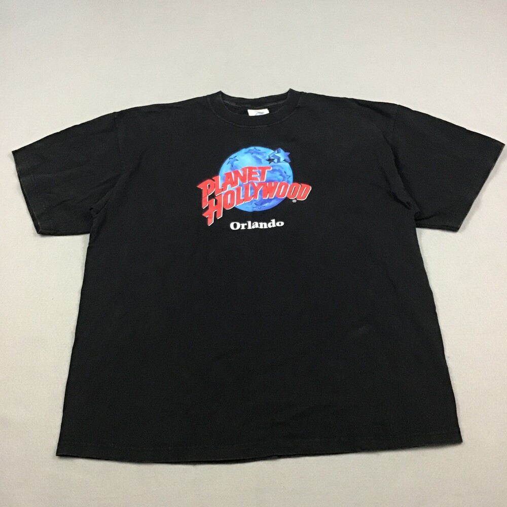 Vintage Planet Hollywood Shirt Men Extra Large Black Orlando Graphic Tee XL USA